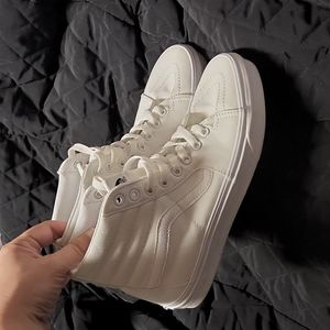 Vans white high top shoes size 8 1/2 women's or 7 mens